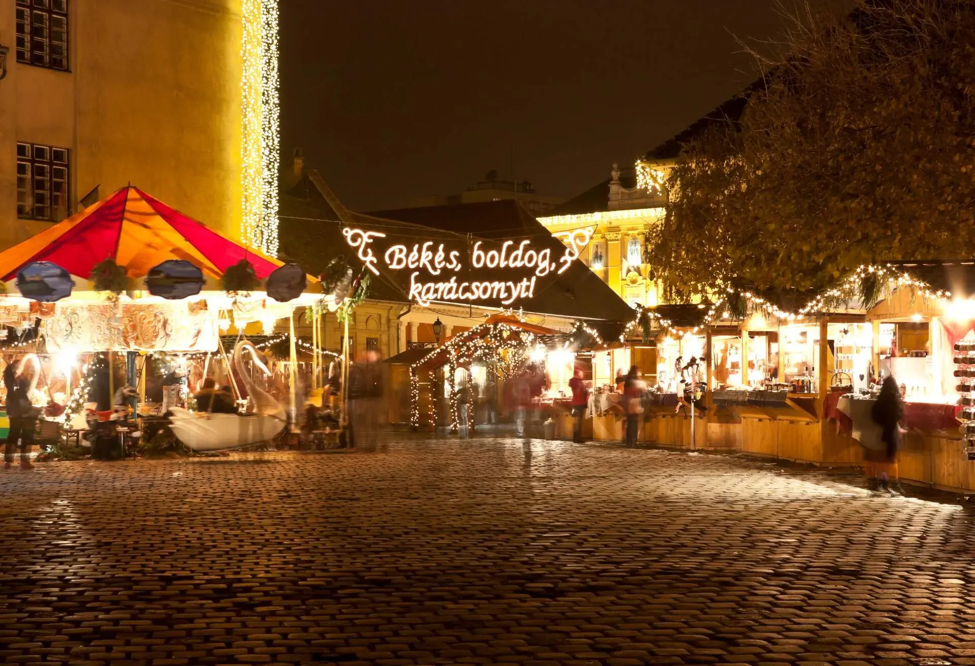 Christmas fair on the Szentlelek square in Obuda in Budapest