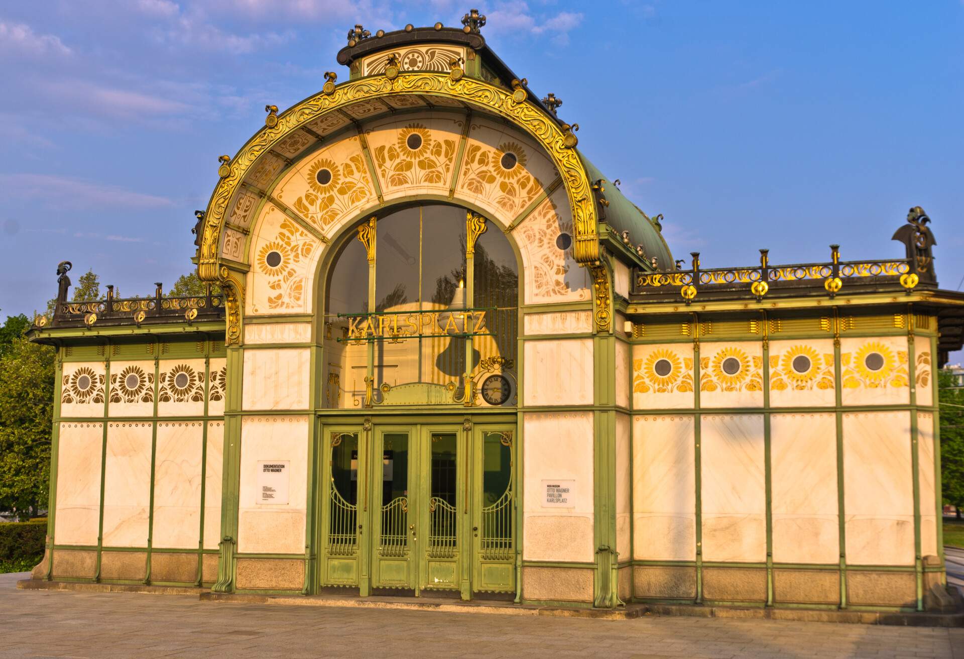 Karlsplatz old Stadtbahn station in Vienna Secession style on biggest traffic square in Vienna downtown, Austria