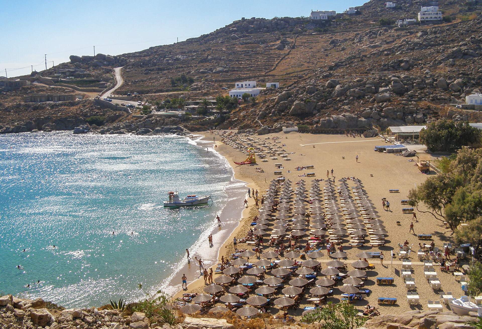 Super paradise beach in Mykonos island, Greece; Shutterstock ID 478234915