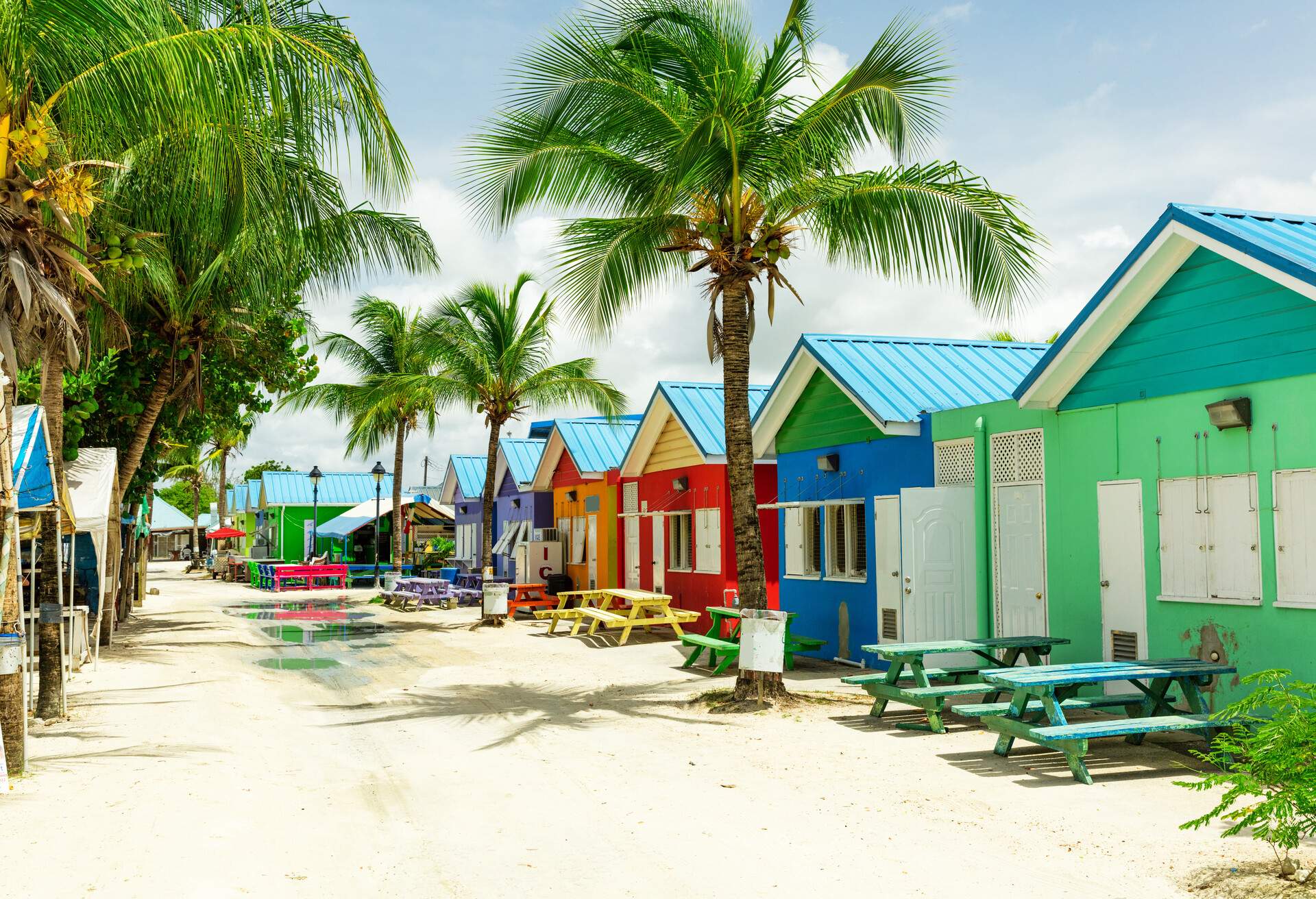 Colourful houses on the tropical island of Barbados in the Carribean