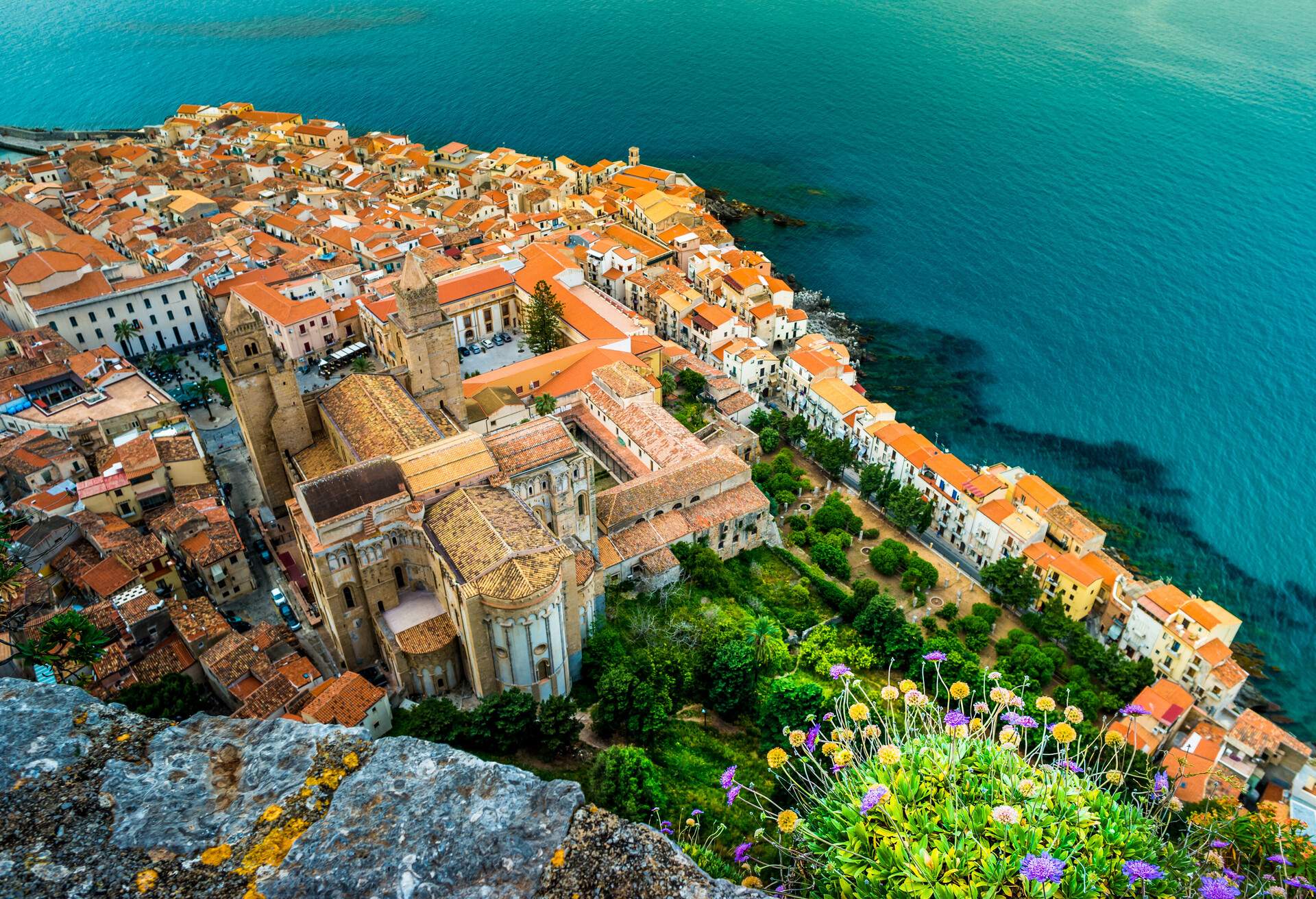 Areal view of Cefalu, Italy. Beautiful photo of sicilian coastline. Colorful travel background.; Shutterstock ID 539768635; Purpose: Destiny; Brand (KAYAK, Momondo, Any): Any
