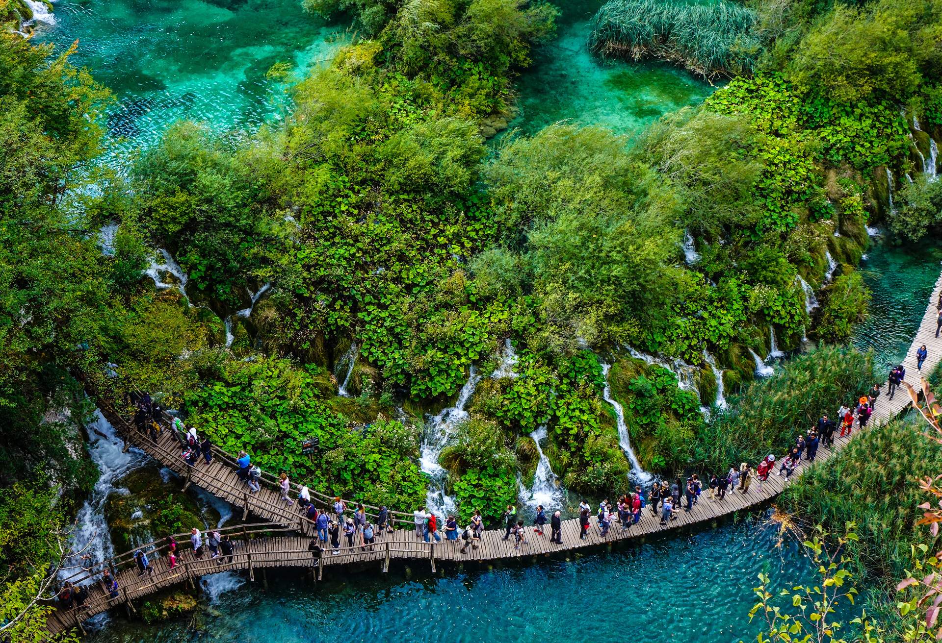 Aerial view of a track at Plitvice Lakes National Park; Shutterstock ID 1060389251