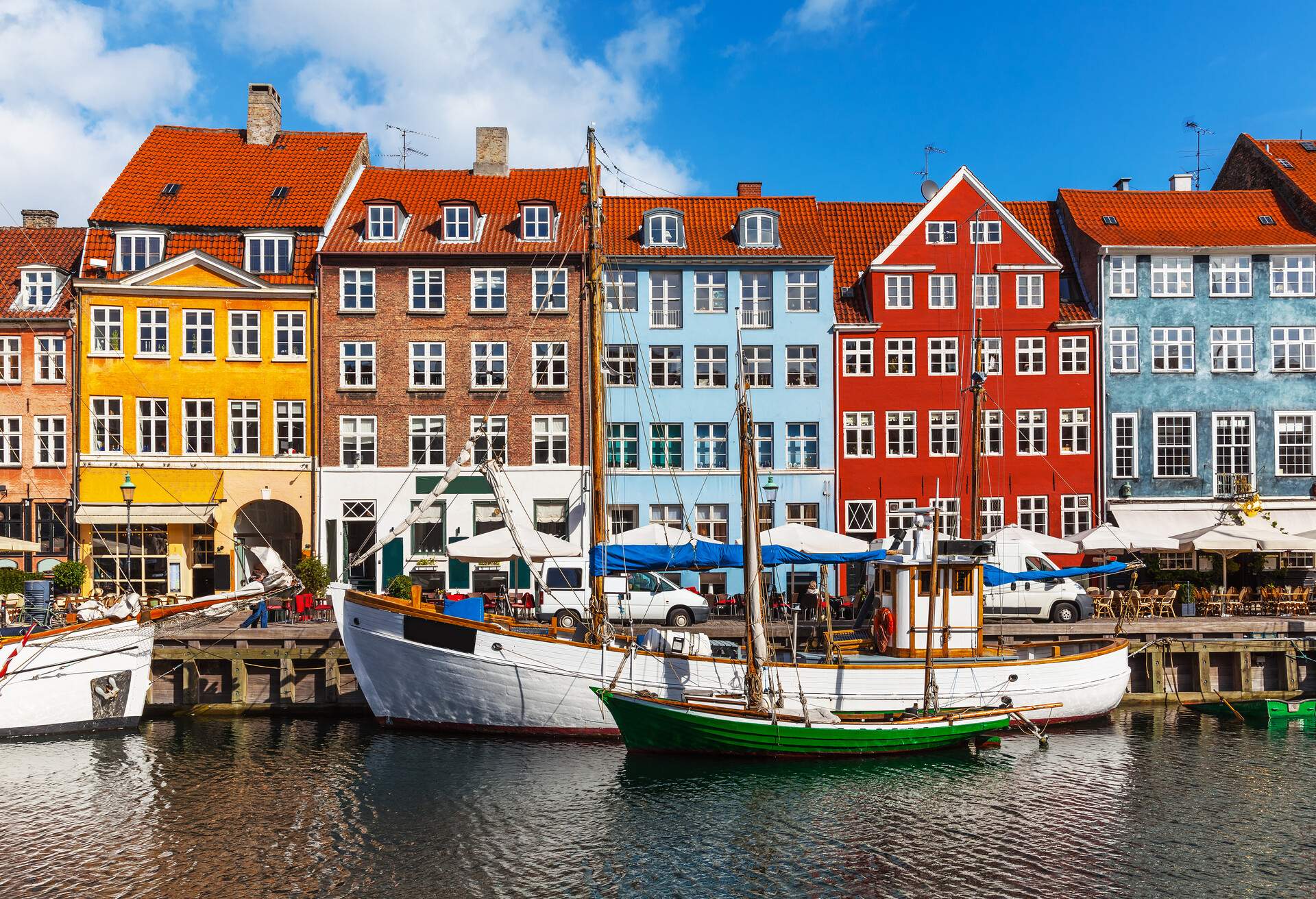 Scenic summer view of color buildings of Nyhavn in Copehnagen, Denmark. Visit also lightbox of high quality photos of Scandinavia: