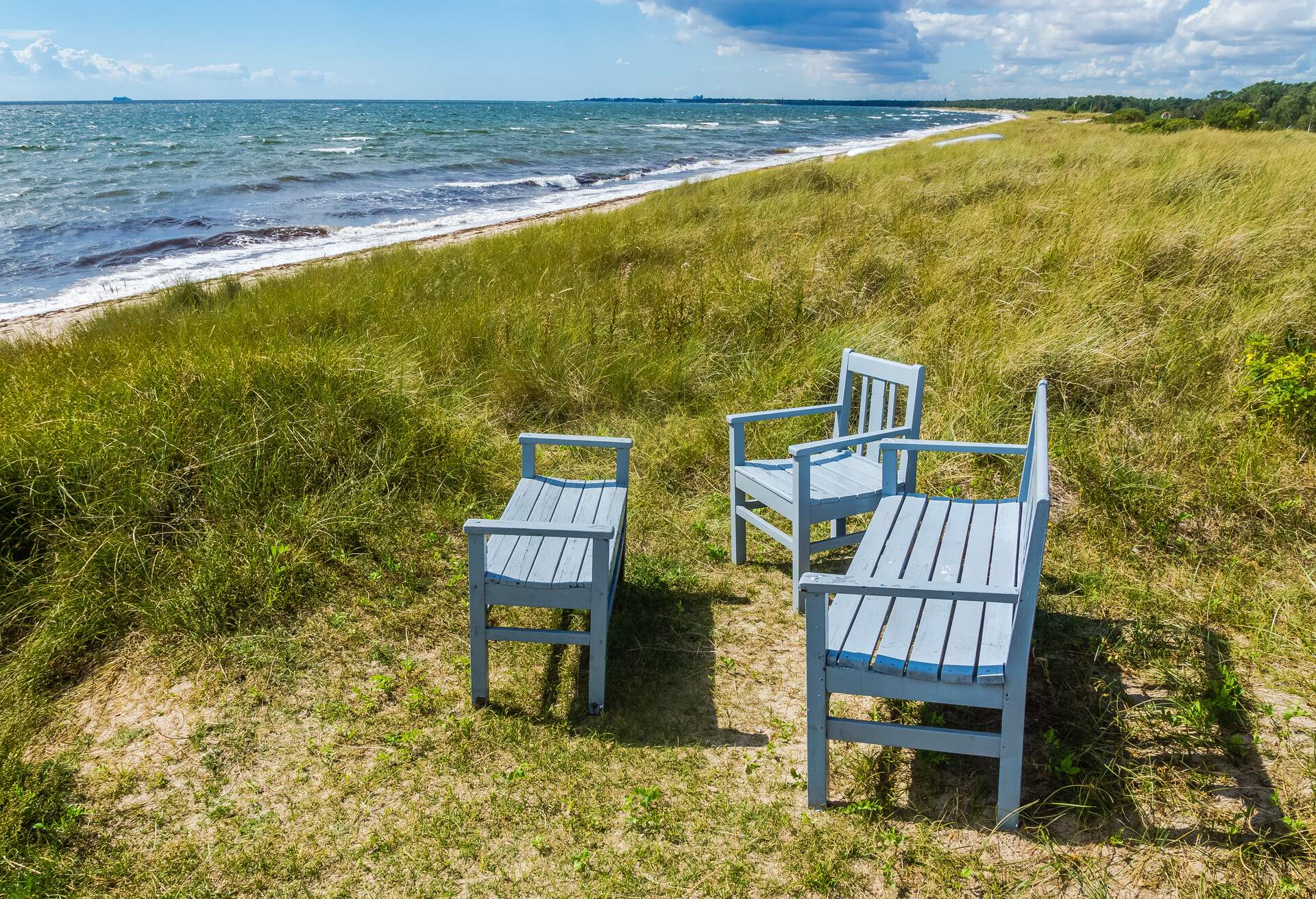 Beach view in the grass near Ystad, Scania region, Sweden.