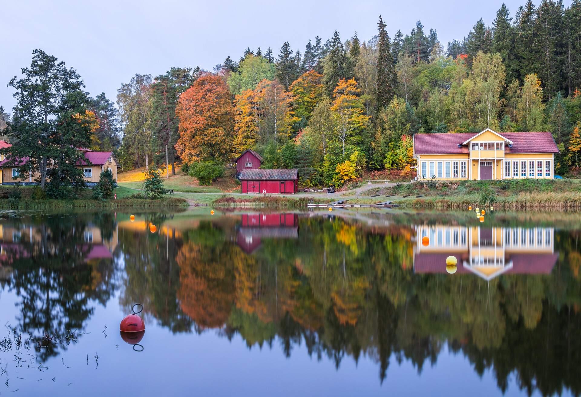 Autumn colors by lake Masnaren in Sodertalje, Sweden; Shutterstock ID 1194016510