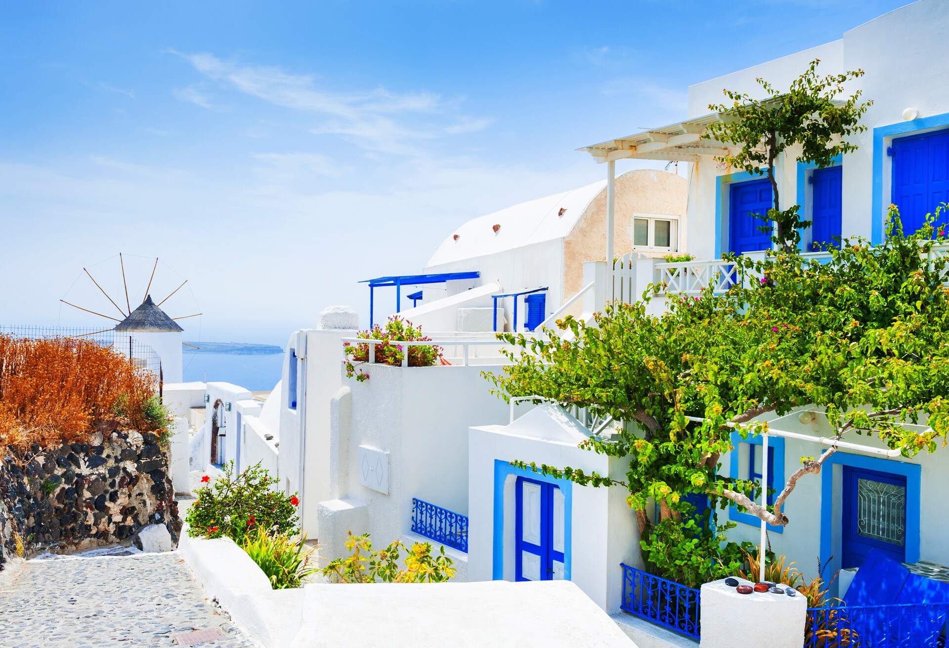 White architecture on Santorini island, Greece.