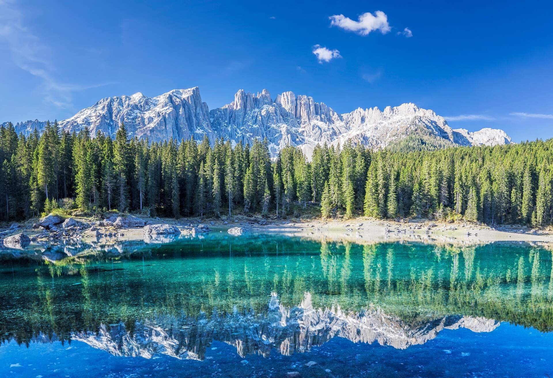 Lago di Carezza in springtime. Italy.