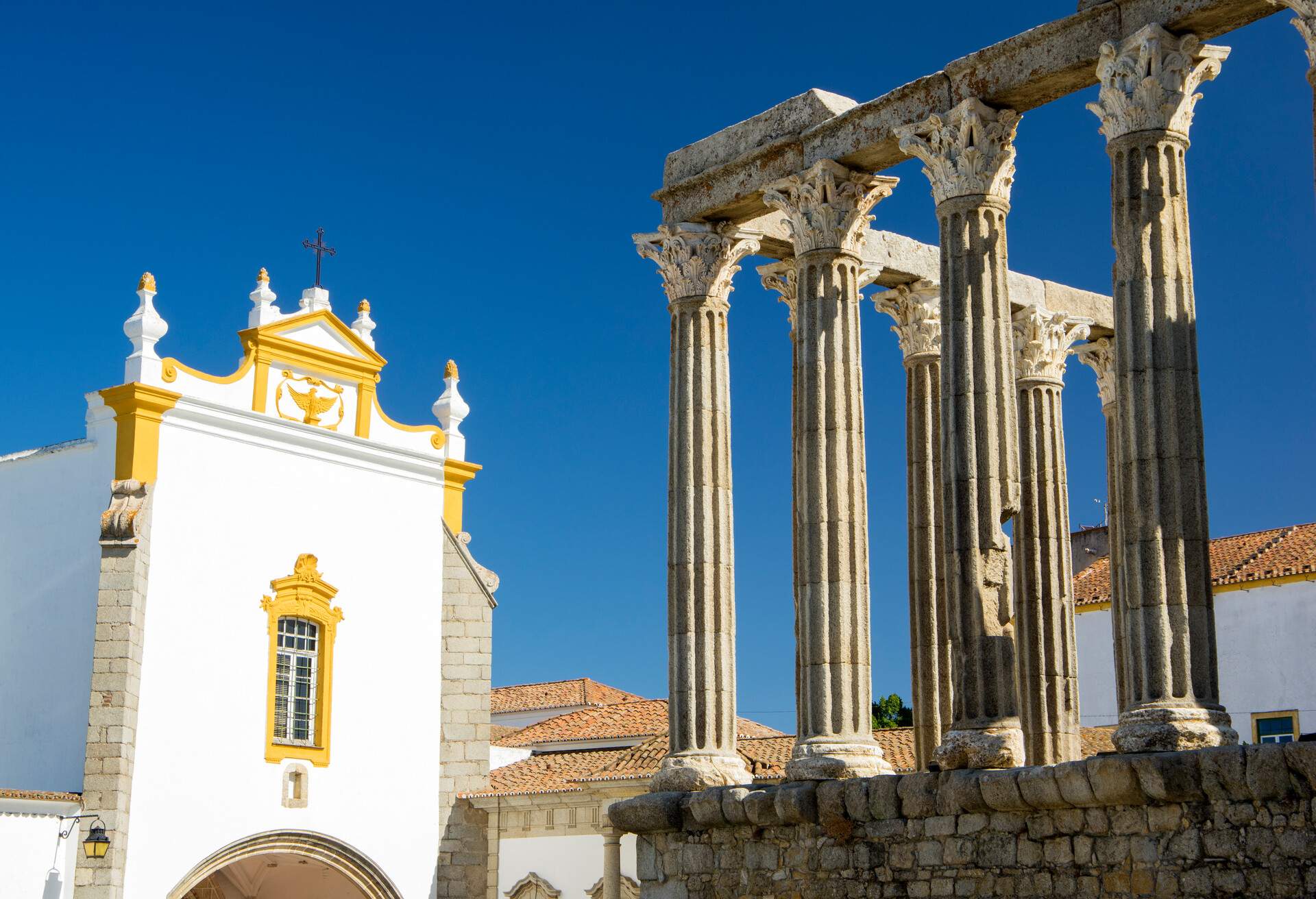 The Roman Temple of Évora, is an old building located in Évora, Portugal. It is one of the most famous monuments of Évora and a symbol of the Roman presence in Portugal.