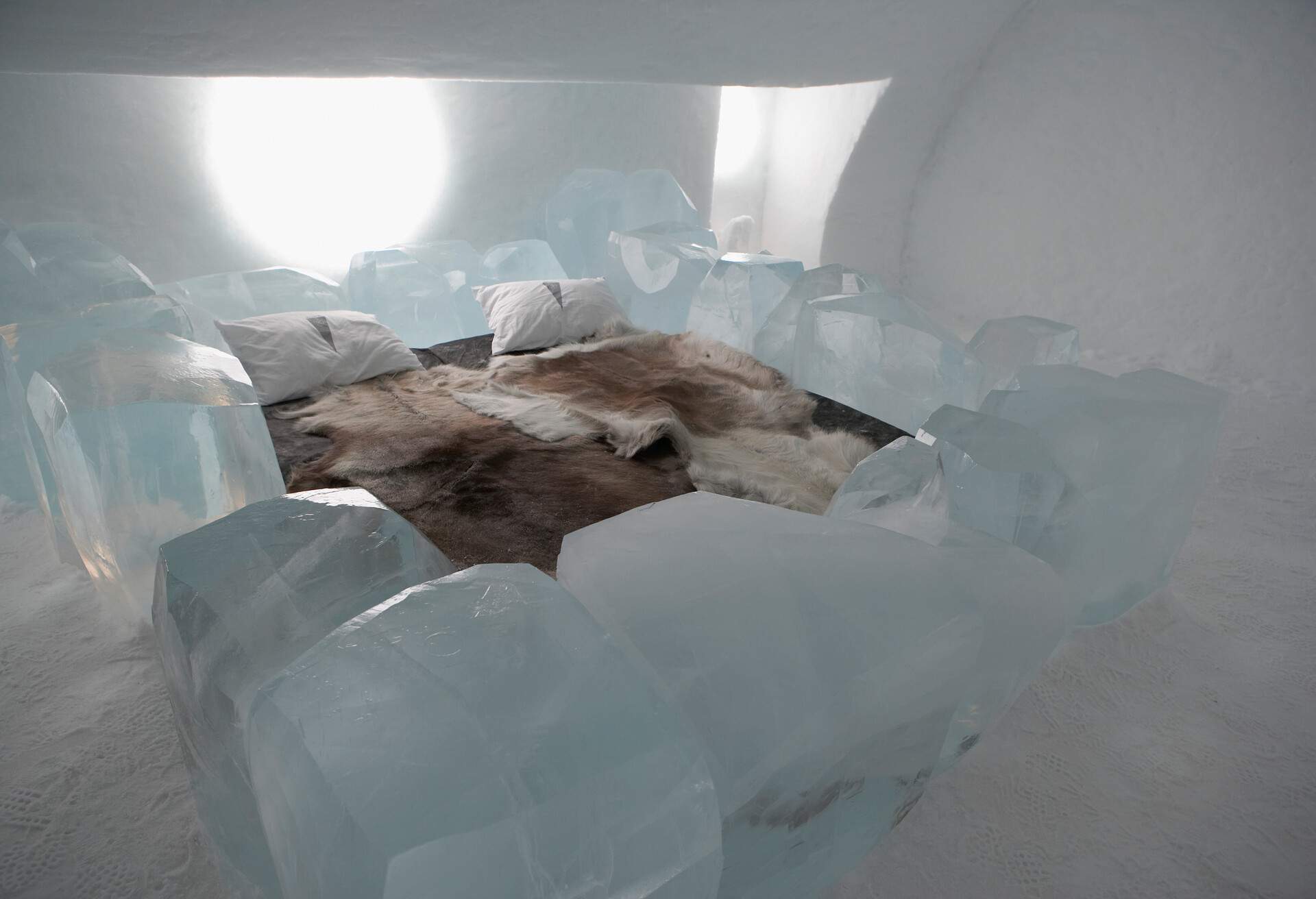 The Icehotel in Sweden is constructed each year from 20,000 tons of snow and 3,000 tons of ice.