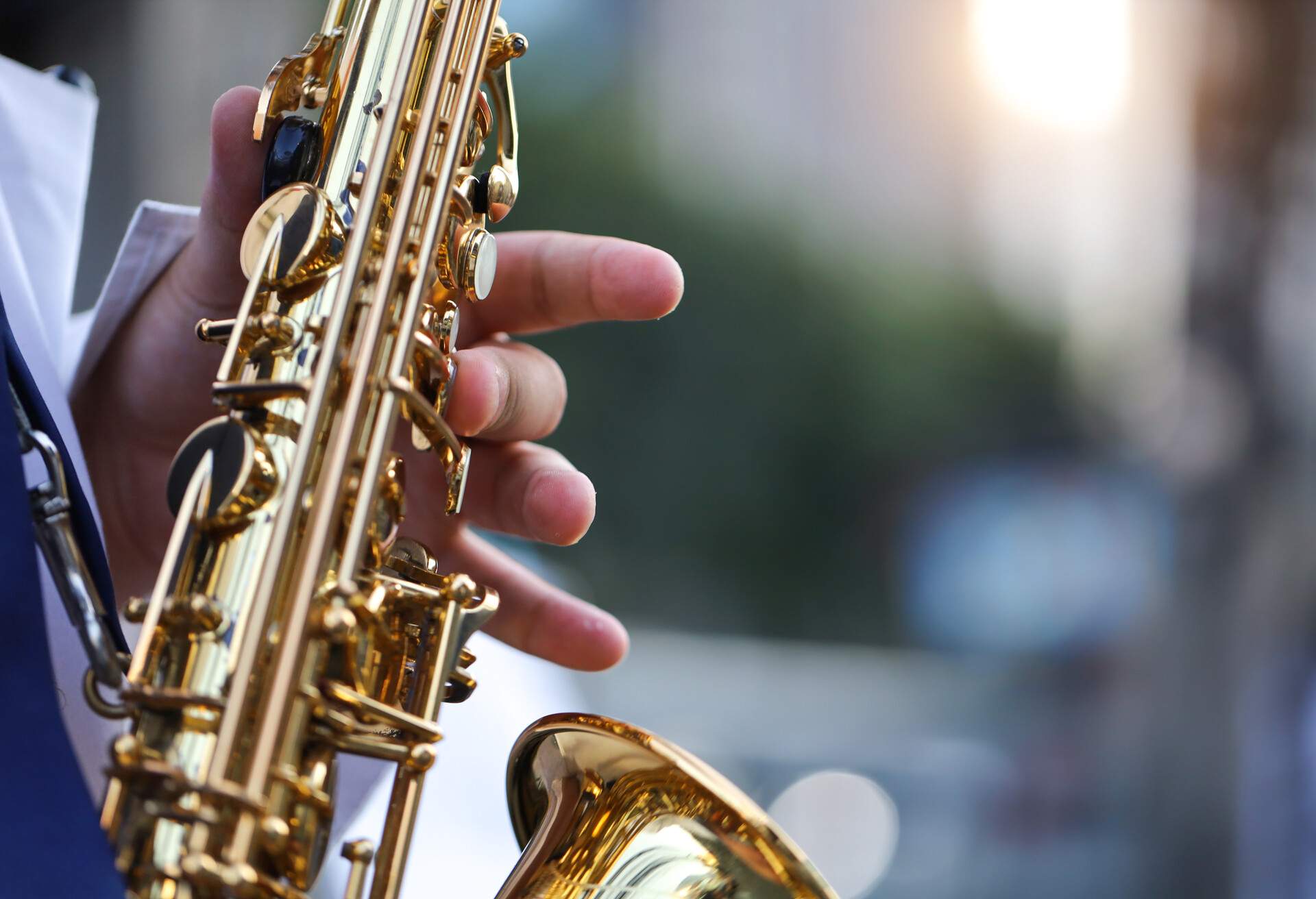 Saxophone,International jazz day and World Jazz festival. Saxophone, music instrument played by saxophonist player musician in fest.