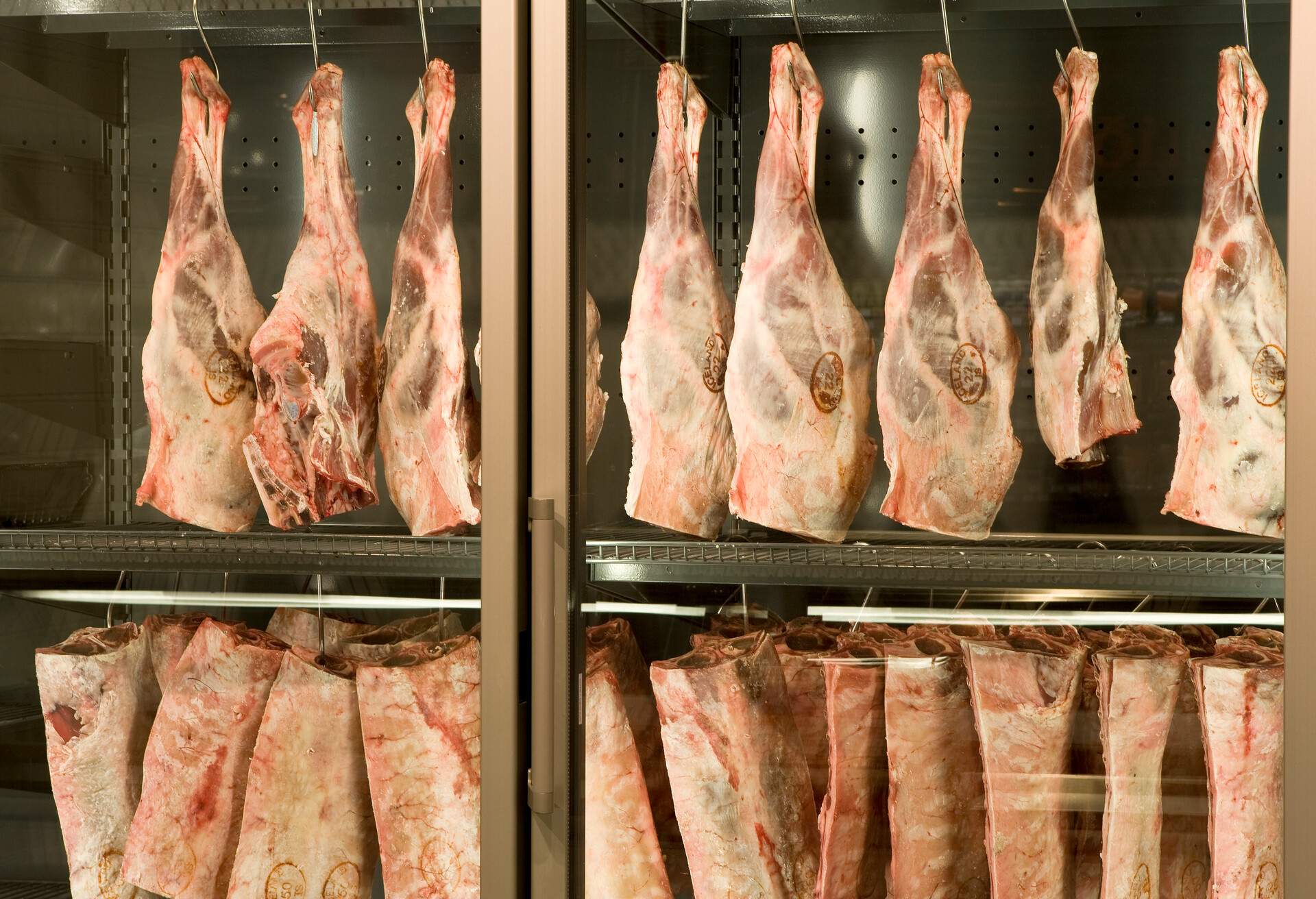 New slaughtered lamb meat for sale in shop, Reykjavik, Iceland