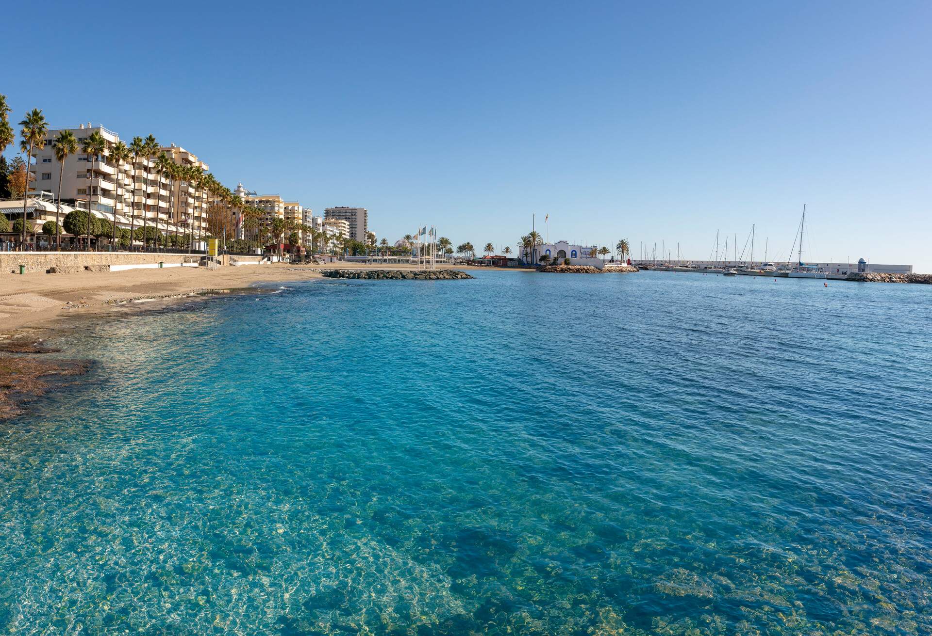 Marbella beach, Playa del faro near Fontanilla downtown beach in Malaga province Costa del Sol of andalusia in spain