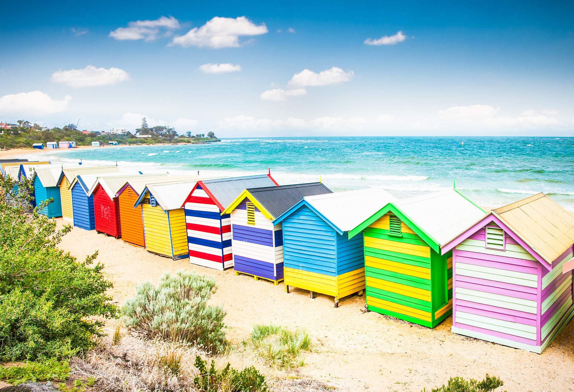 Beautiful Bathing houses on white sandy beach at Brighton beach in Melbourne, Australia.; Shutterstock ID 249505867; SF SSA Case with Manager Approval: SF6759285; Job: ; Client/Licensee: ; Other: