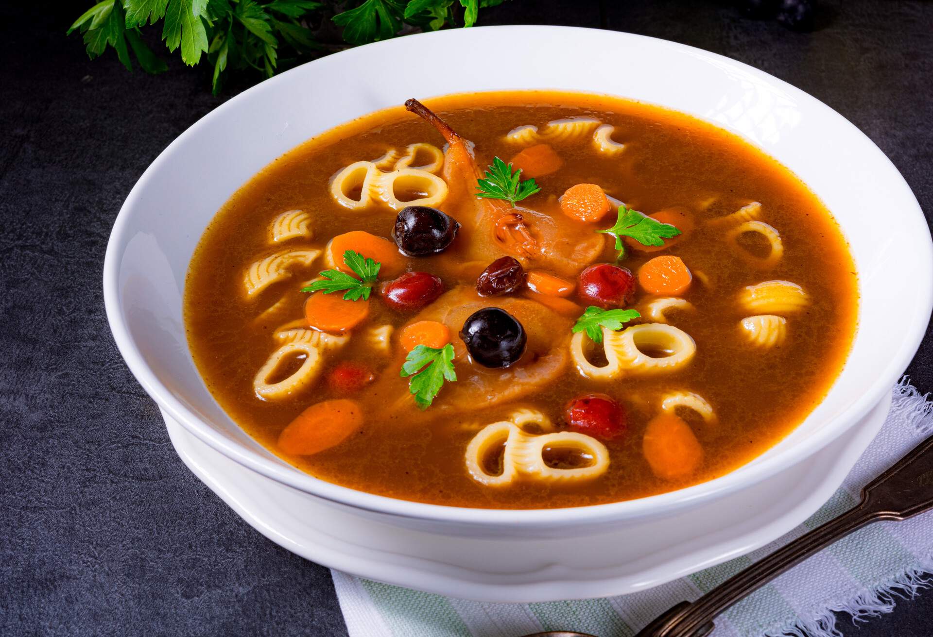 Czerninaa with noodles is a traditional Polish soup