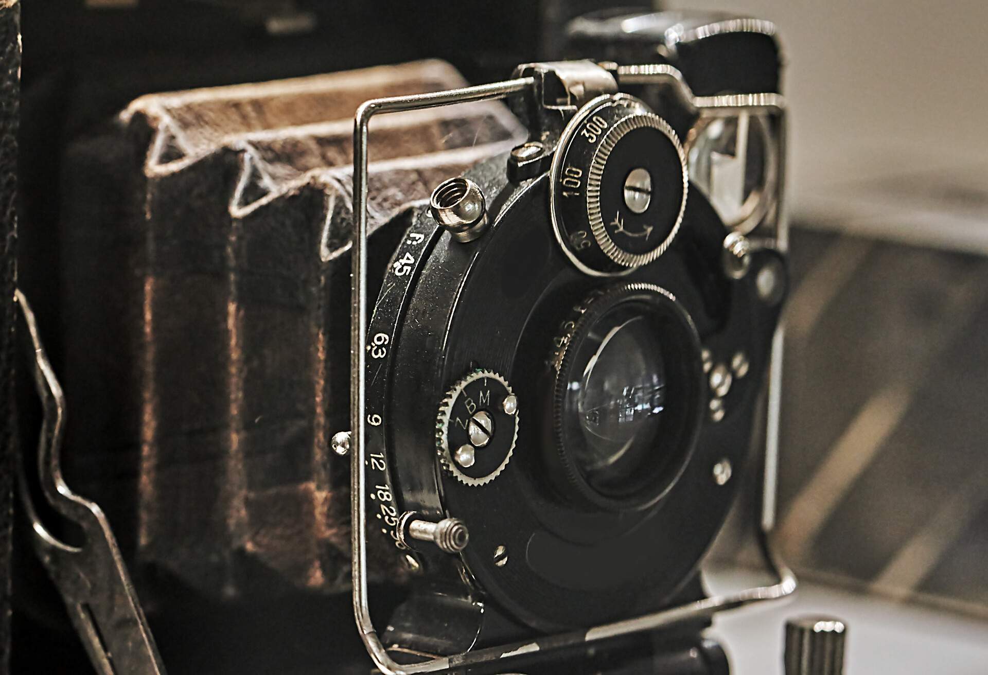 old photo camera with bellows