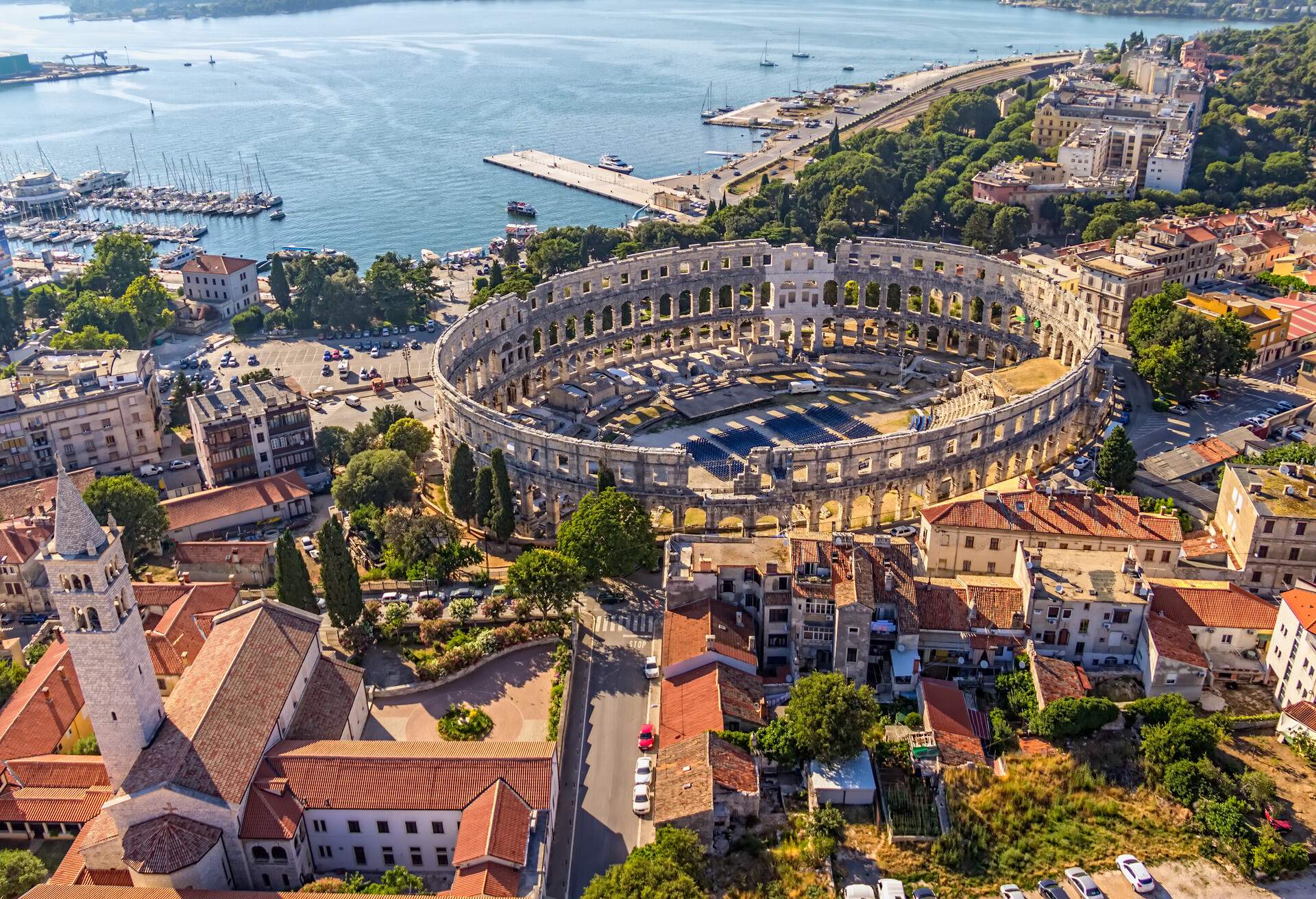 Roman time arena in Pula, detail, Croatia. UNESCO world heritage site.; Shutterstock ID 123665449; Purpose: Destiny; Brand (KAYAK, Momondo, Any): Any