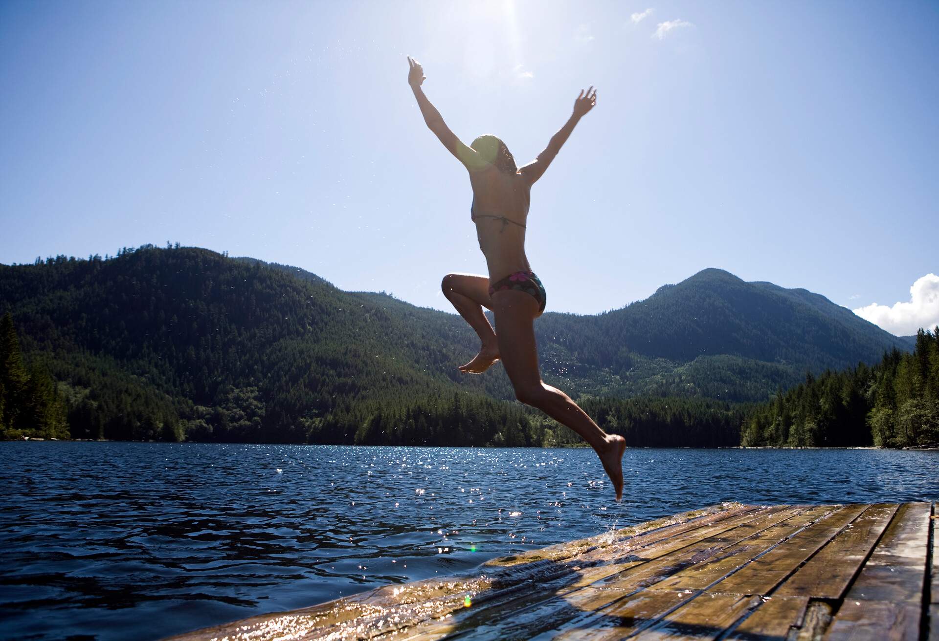 Dock Jumping at Klein Lake, British Columbia.
