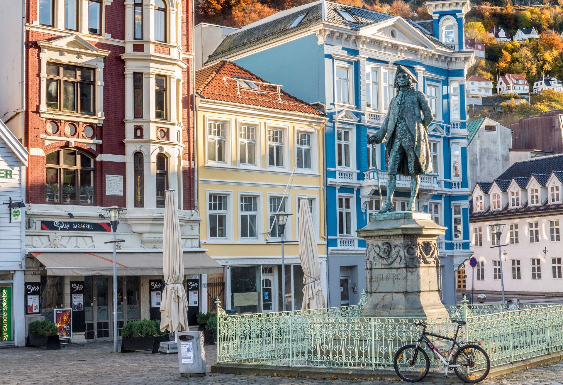 Holberg Statue in Vagsallmenningen Square.Bergen. Hordaland. Norway.