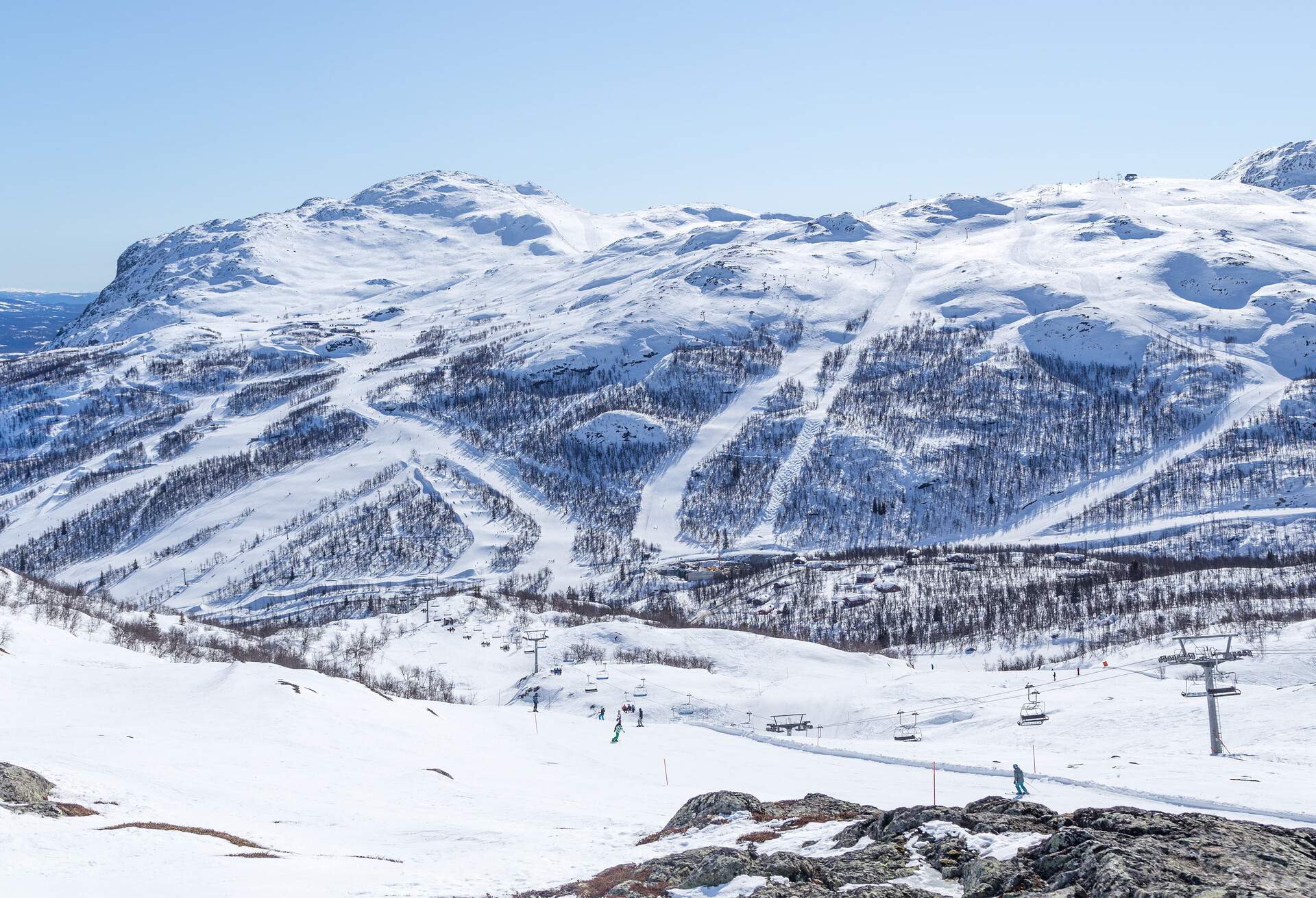 View of Mount Totten and ski slopes in Hemsedal, Norway