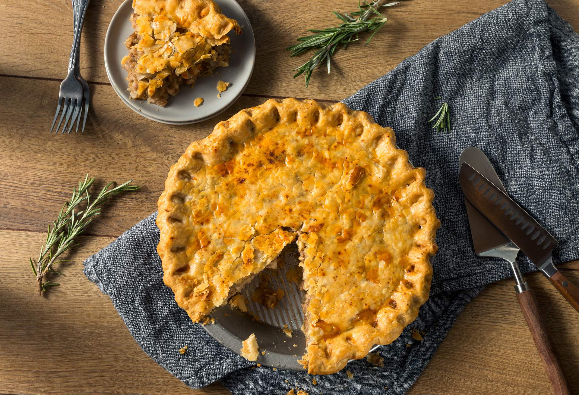 Homemade Candaian Tourtiere Meat Pie with Potato and Onion