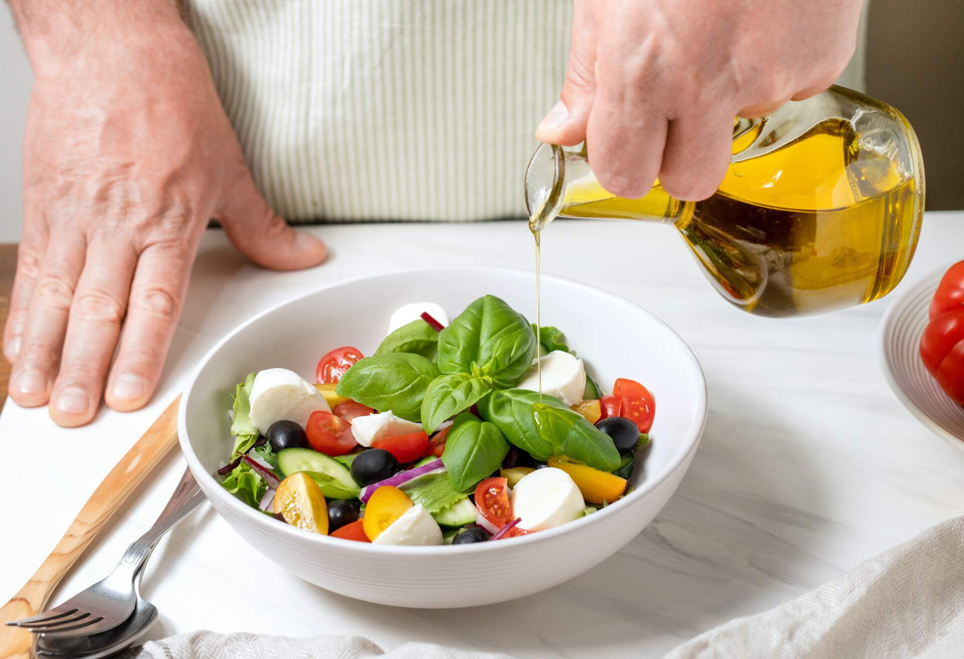 Vegan food greek salad, Mediterranean diet healthy food