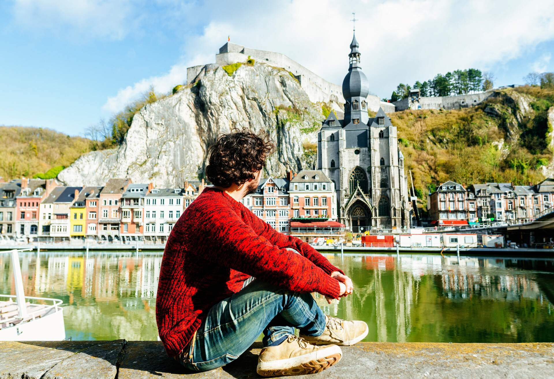 BELGIUM_DINANT_MAN_LOOKING_TOWARDS_VILLAGE