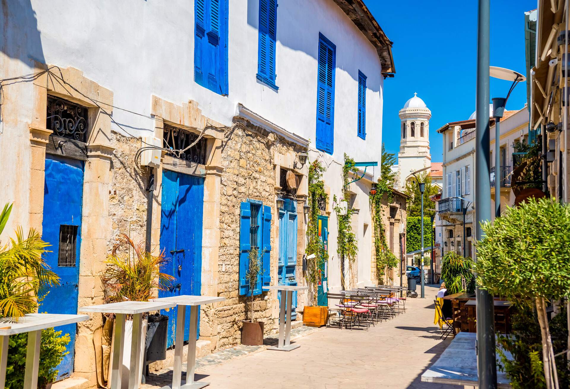 Genethliou Mitellla street, a touristic street leading to Ayia Napa Cathedral. Limassol, Cyprus.