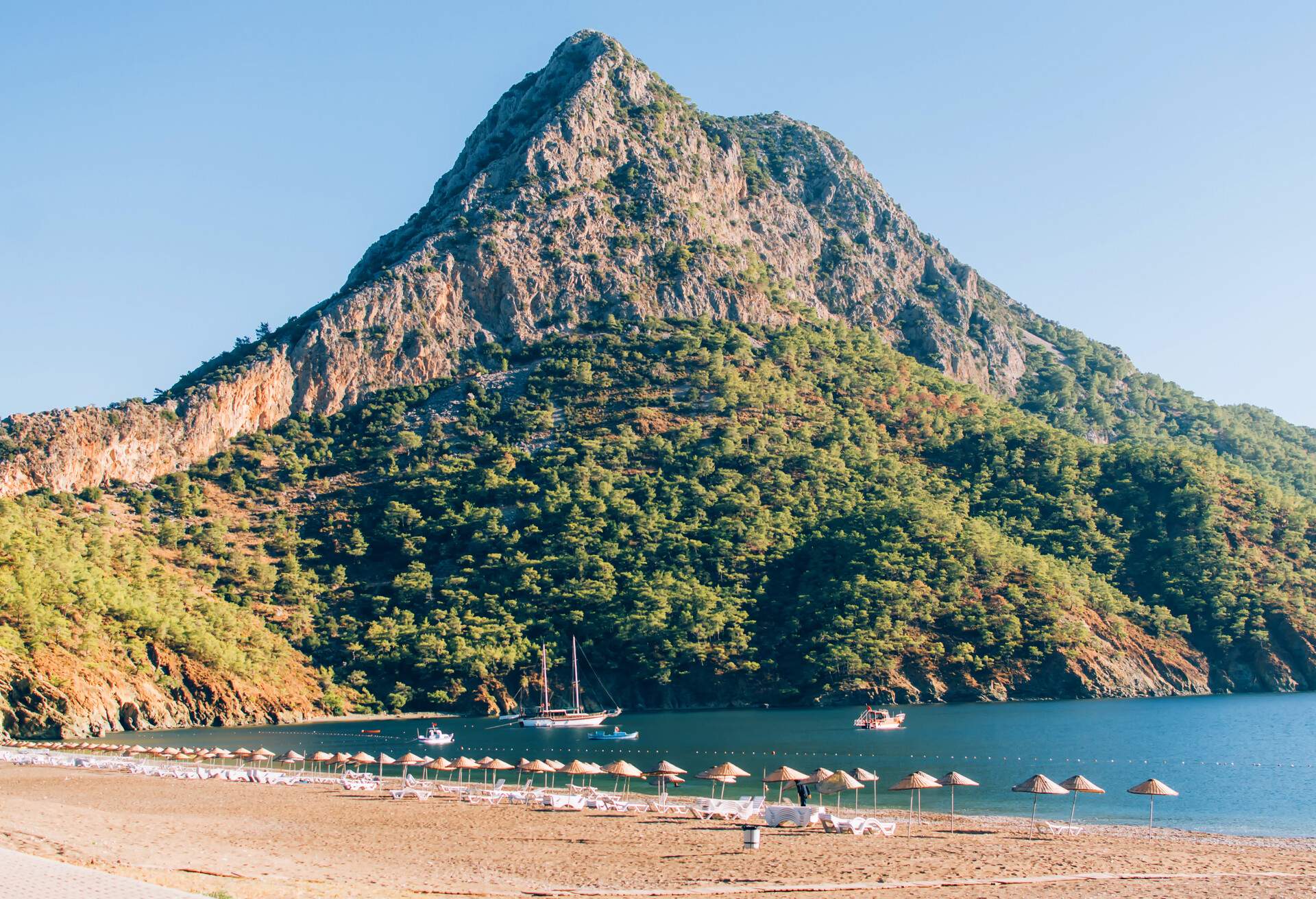 Chirali near Antalya. Majestic mountains and the Mediterranean Sea. Turkey.