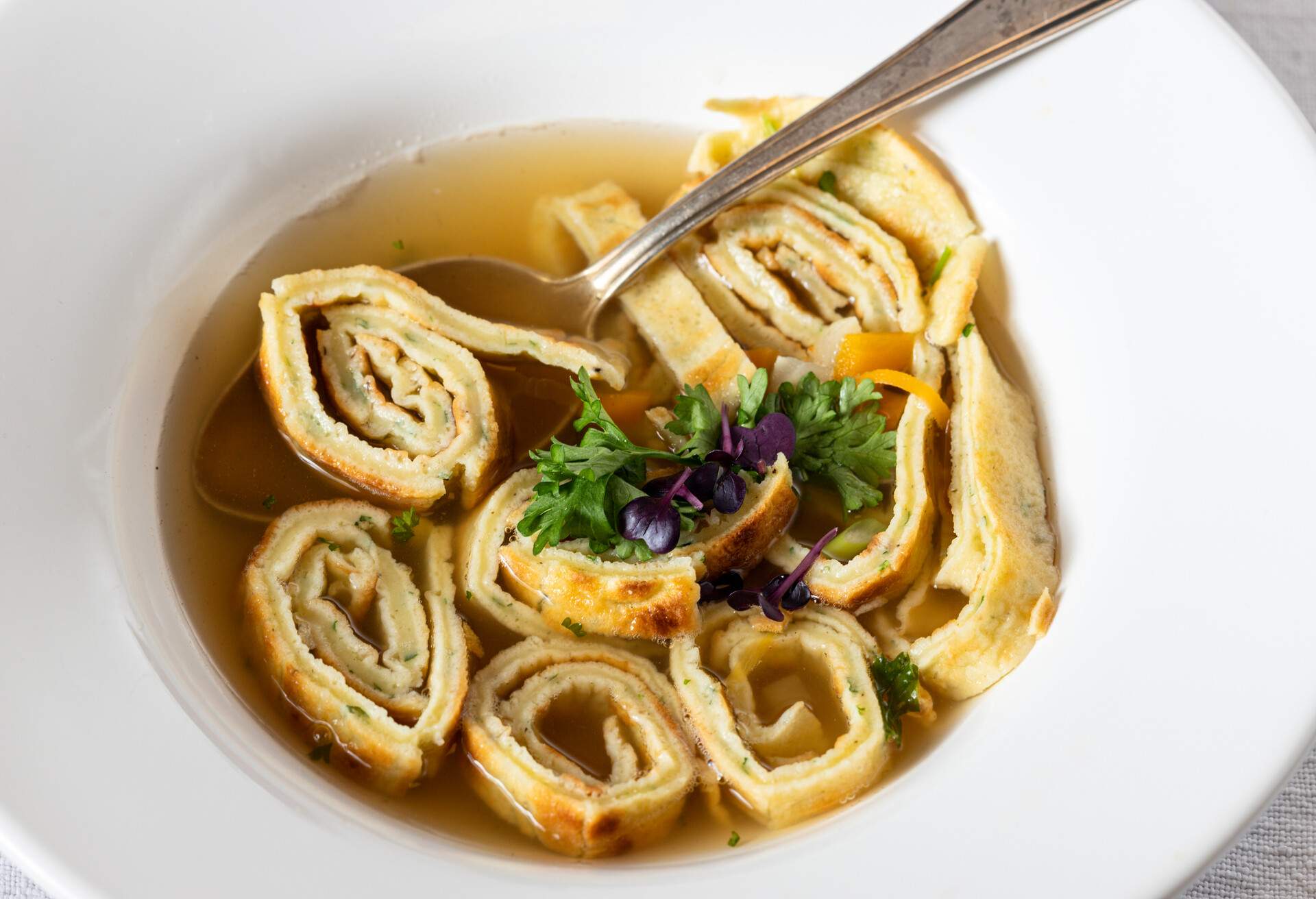 bavarian pancake soup in a bowl