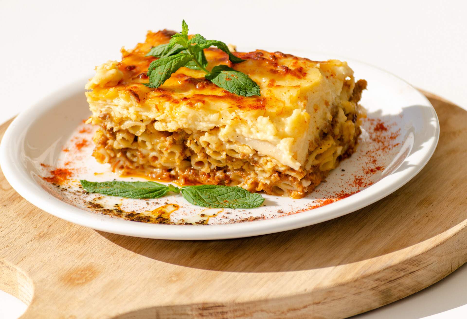 A portion of delicious pastitsio served on a plate