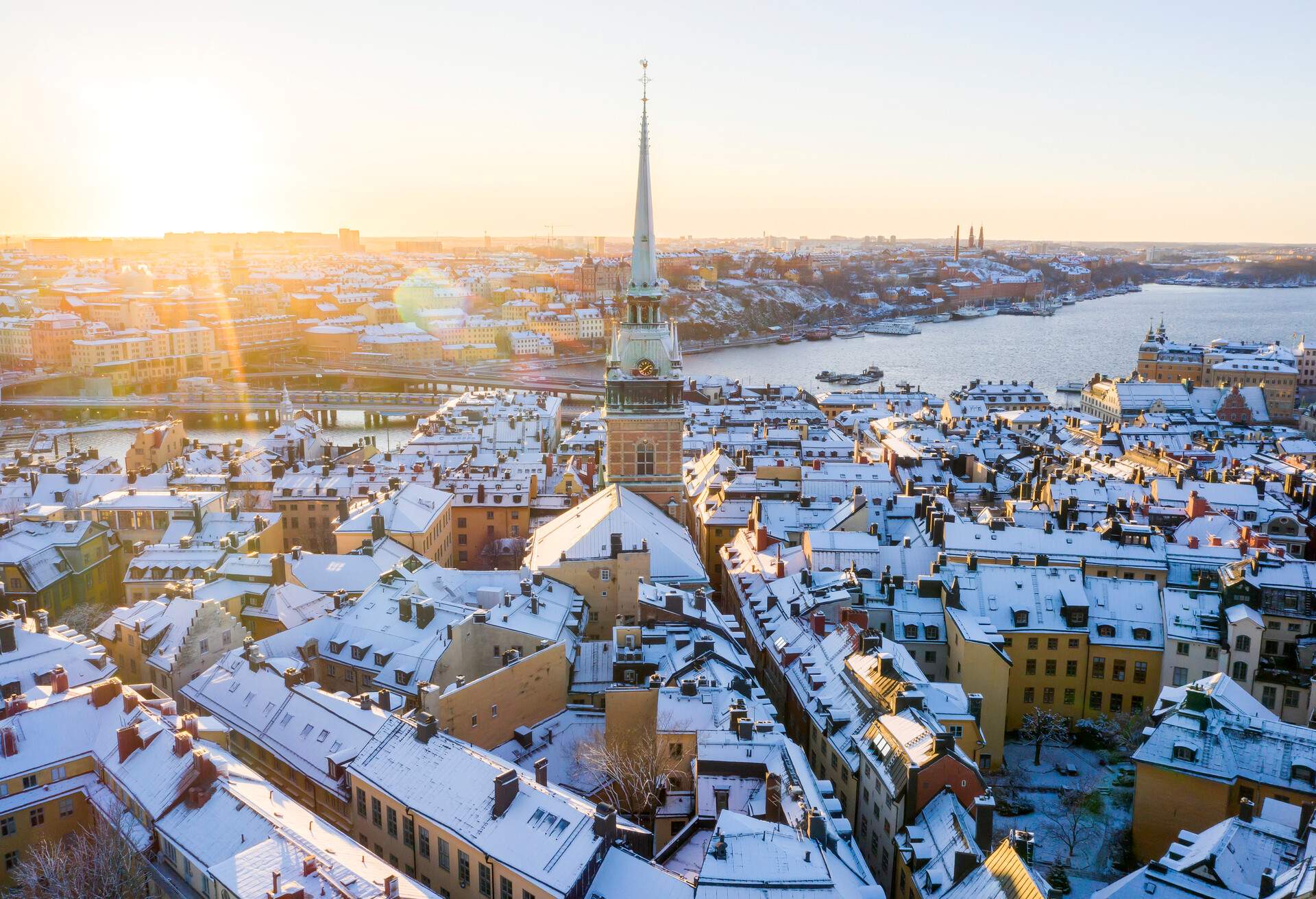 Snow in Stockholm, Sweden.