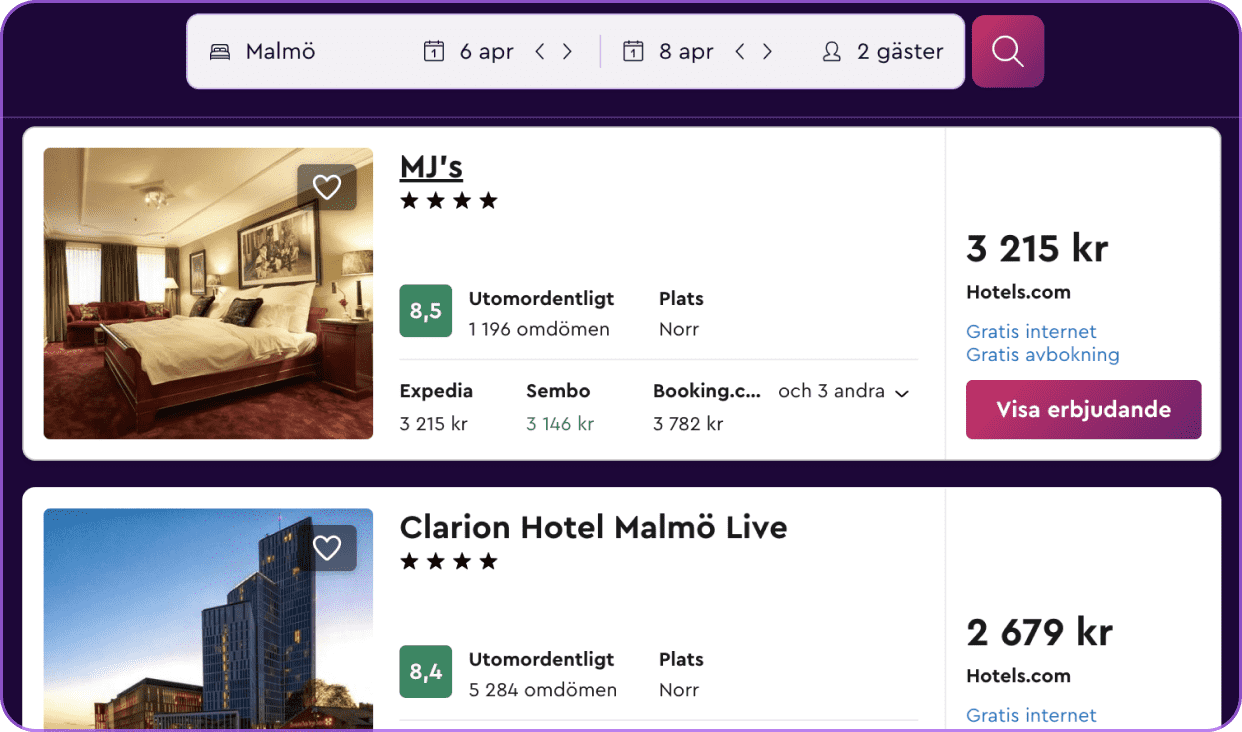 Step three of how to find a hotel room with roll-in shower: click on the name of the hotel you are interested in