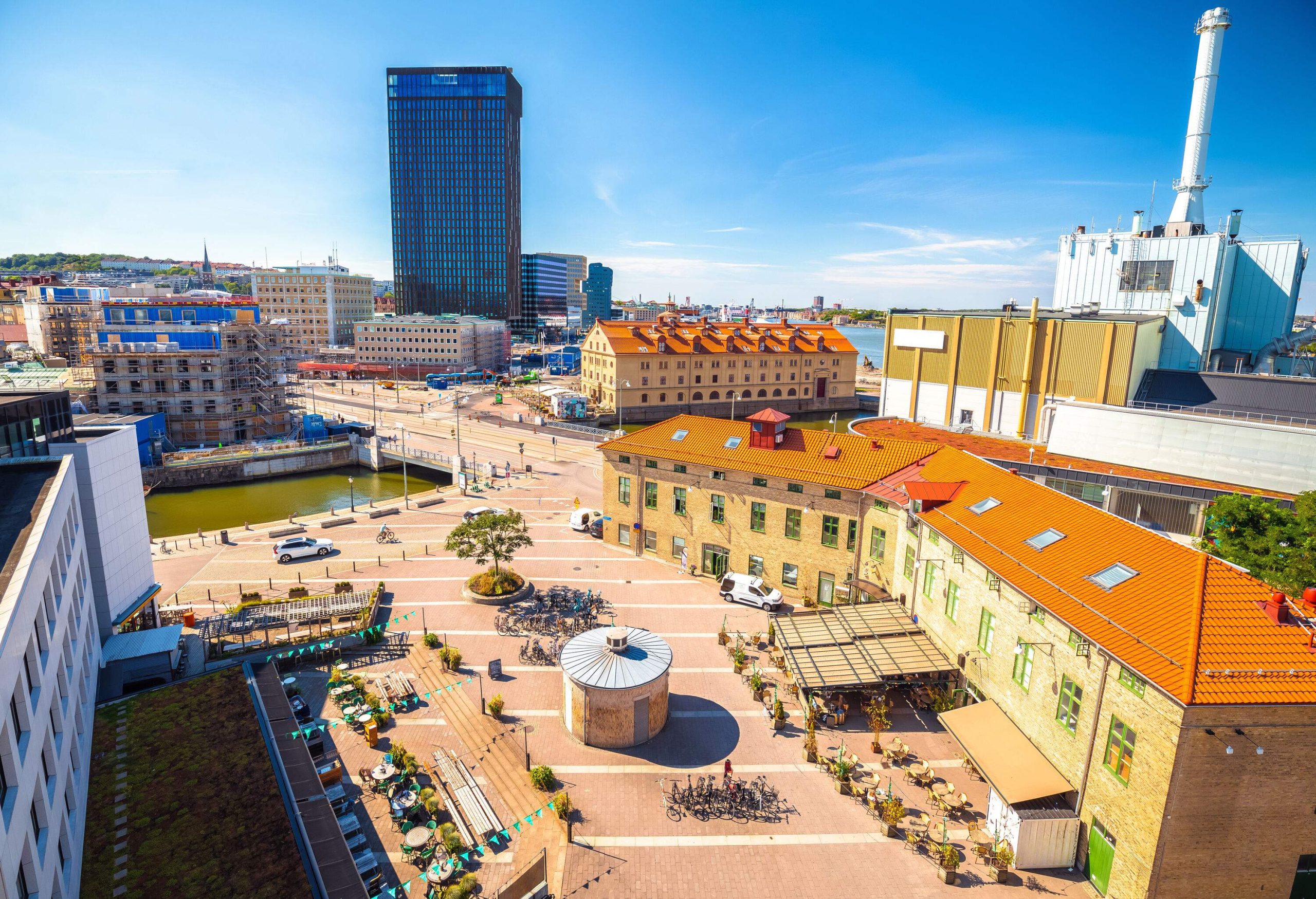 City of Gothenburg harbor and waterfront panoramic view, Vastra Gotaland County of Sweden