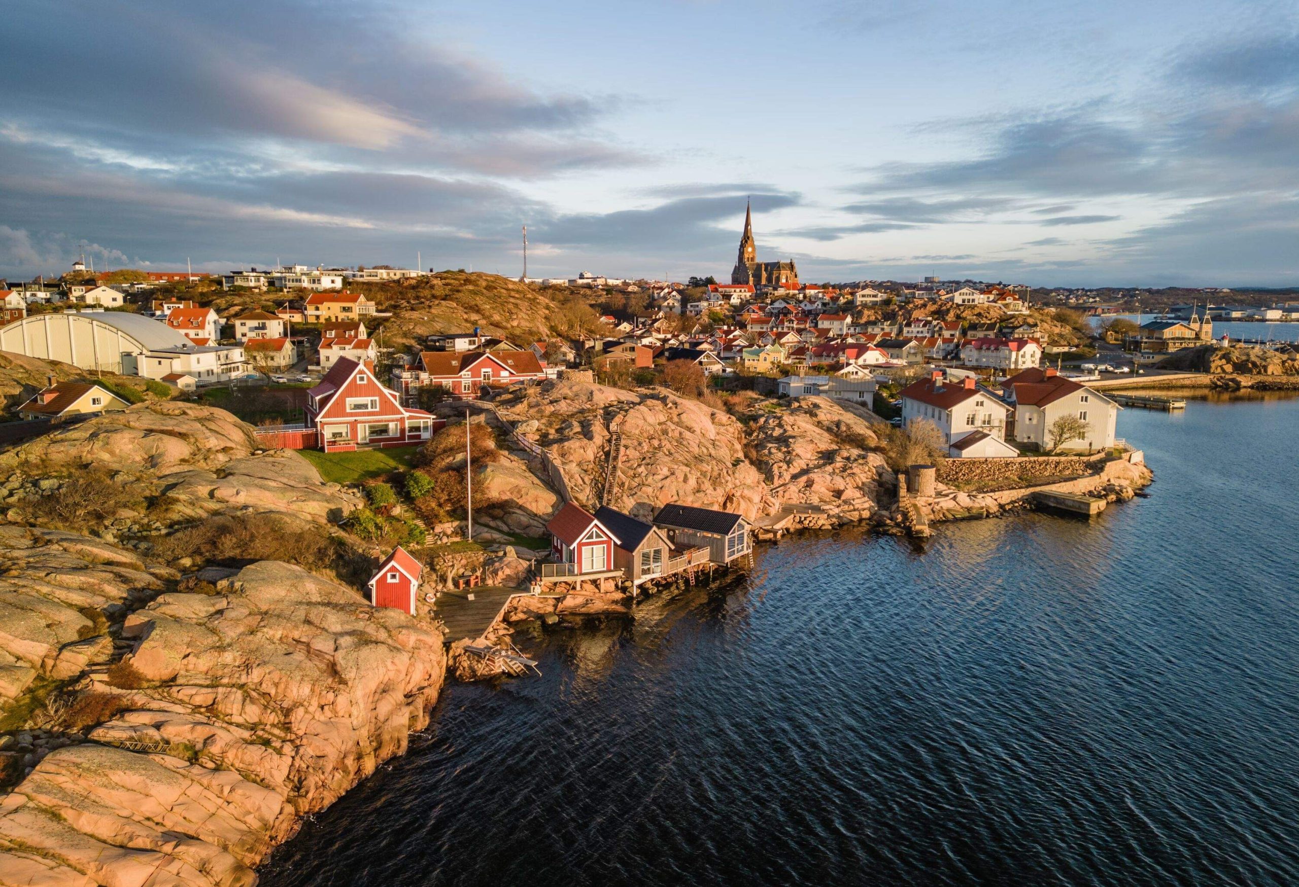 Sunset over the old town and coastline of Lysekil - Sweden