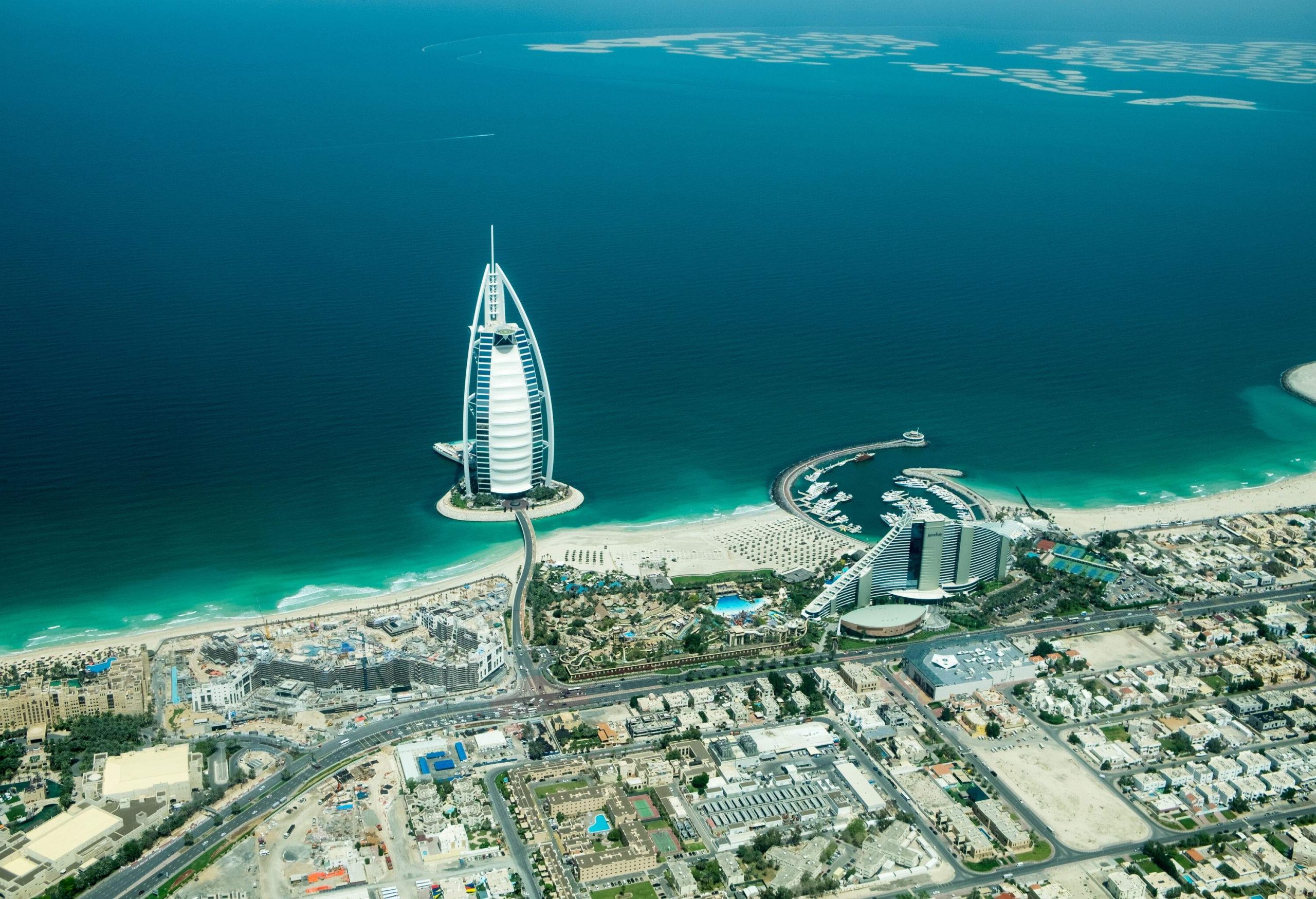 The Jumeirah district with its beach and the magnificent Burj Al Arab.