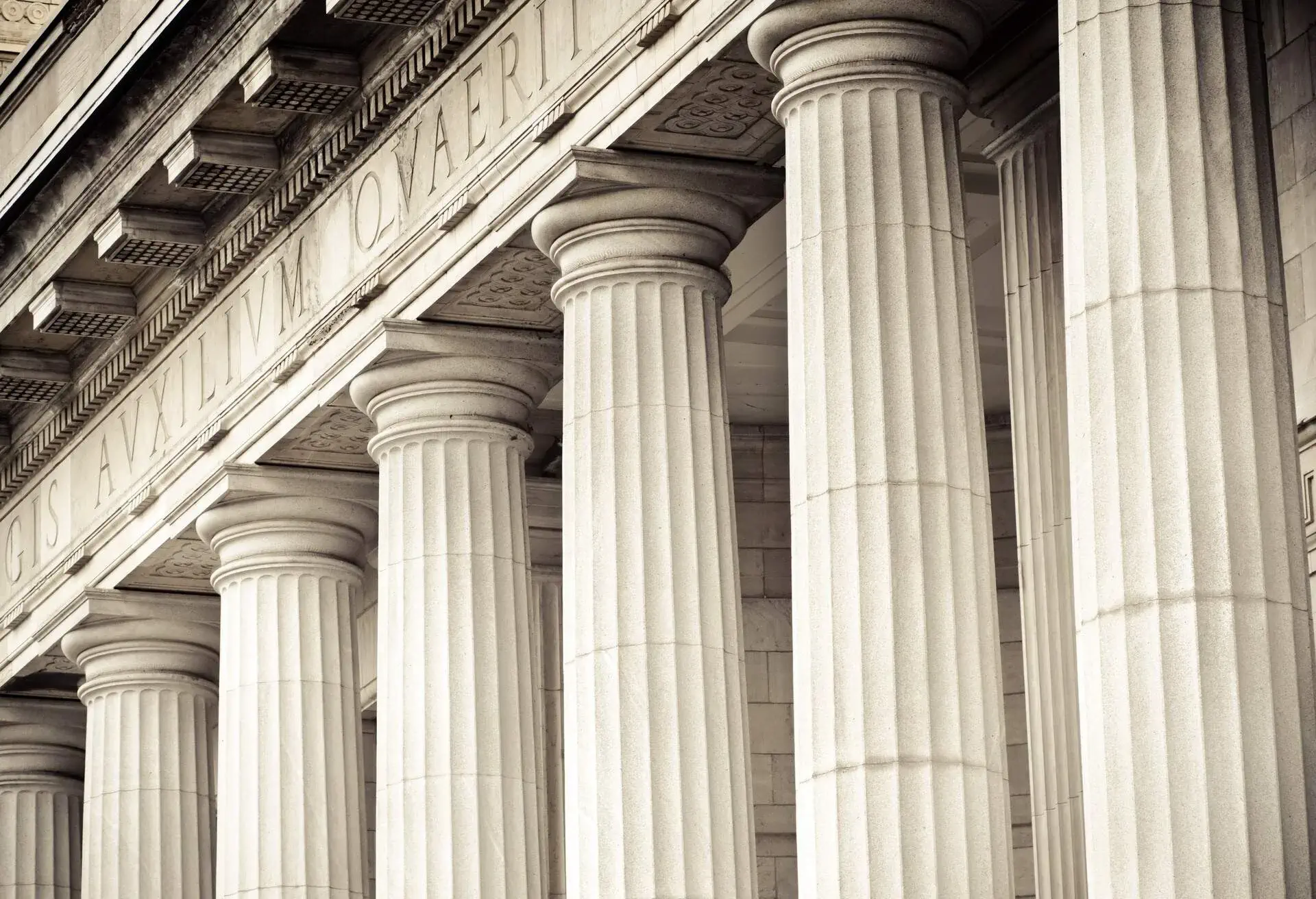 Columns at Édifice Ernest-Cormier in Montreal, Quebec.