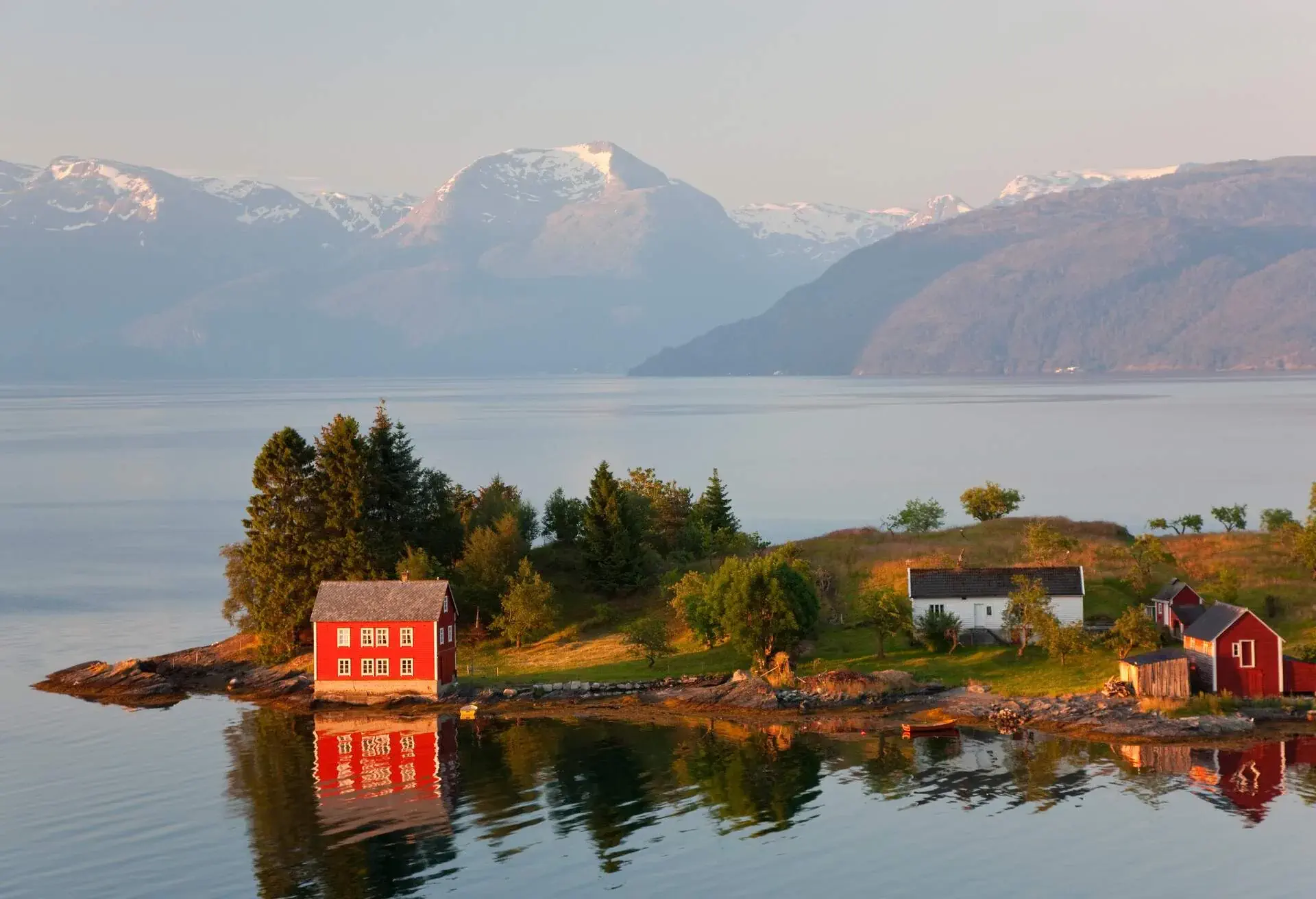 Small island in Hardangerfjorden nr Bergen, Western Fjords, Norway