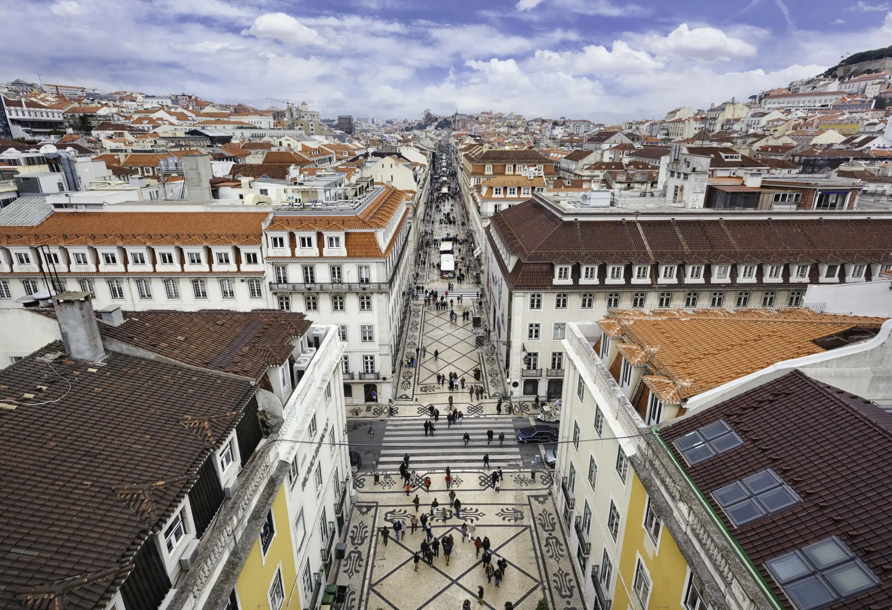People walk in the famous pedestrian street